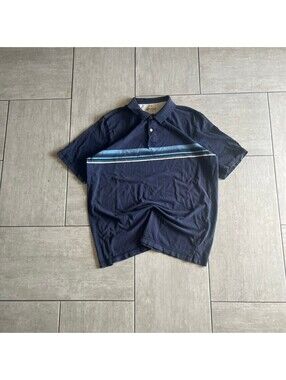 Outdoor Life Navy Blue Polo Shirt with Stripe Large